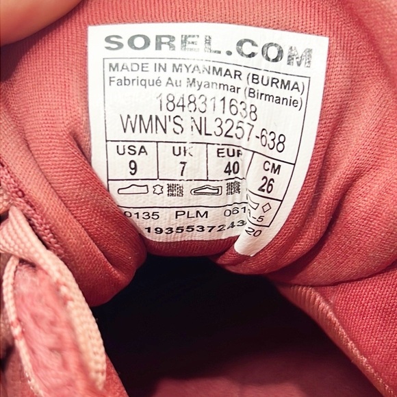 Sorel Out N About Plus Dusty Crimson Lace Up Sneakers Size 9 - Picture 11 of 11